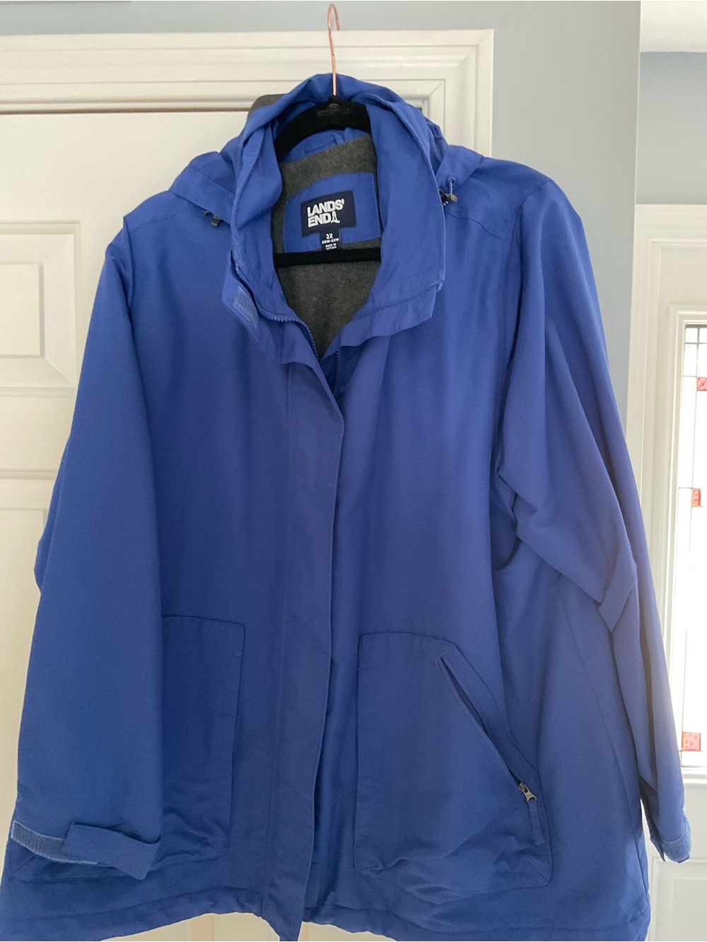 Lands' End Women's Cobalt Blue Hooded Puffer Jacket